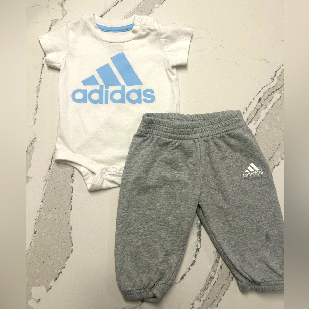 ADIDAS Onesie and Joggers Set, Size 3 months